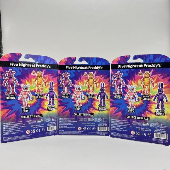 Funko Five Nights At Freddys Tie-Dye Set Set Freddy Chica Foxy Action Figurers - Picture 5 of 5